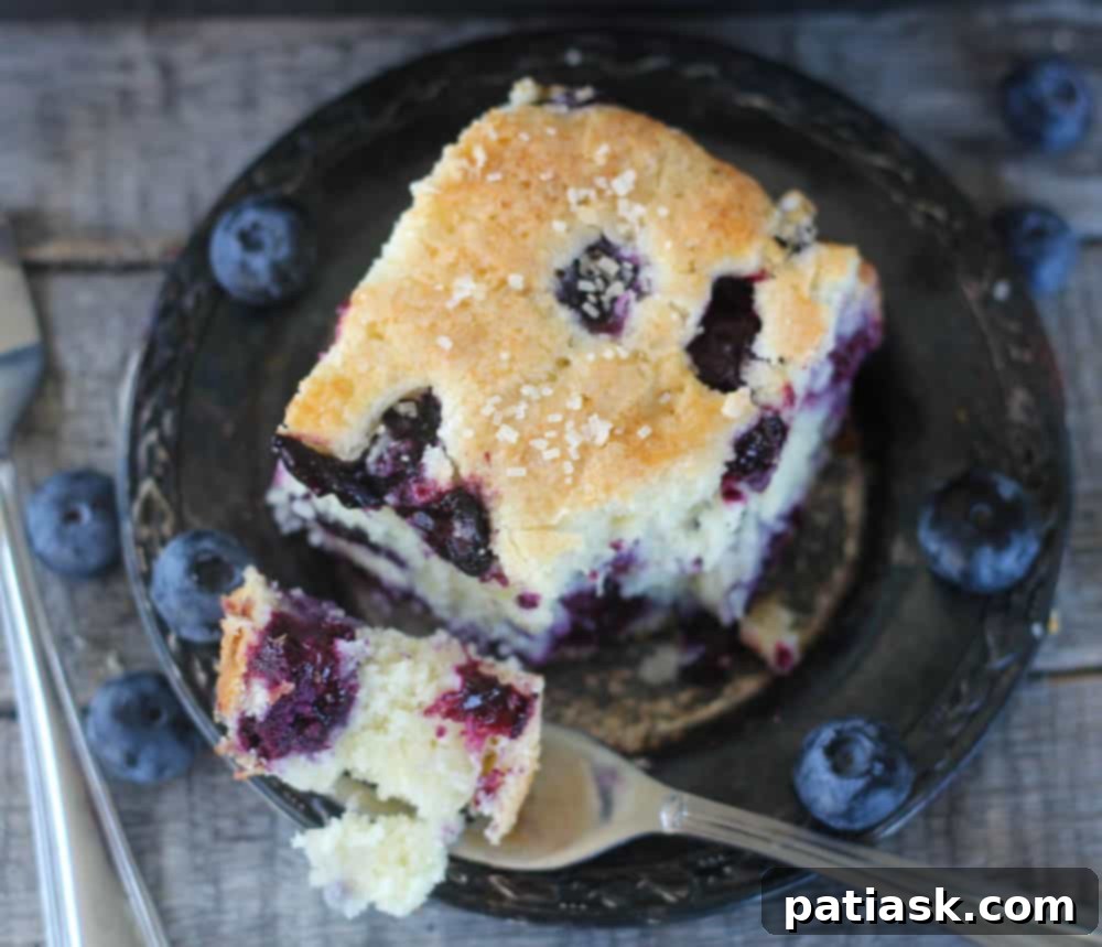 Buttermilk Blueberry Jubilee Cake 4 Buttermilk Blueberry Explosion Cake with a generous amount of blueberries.
