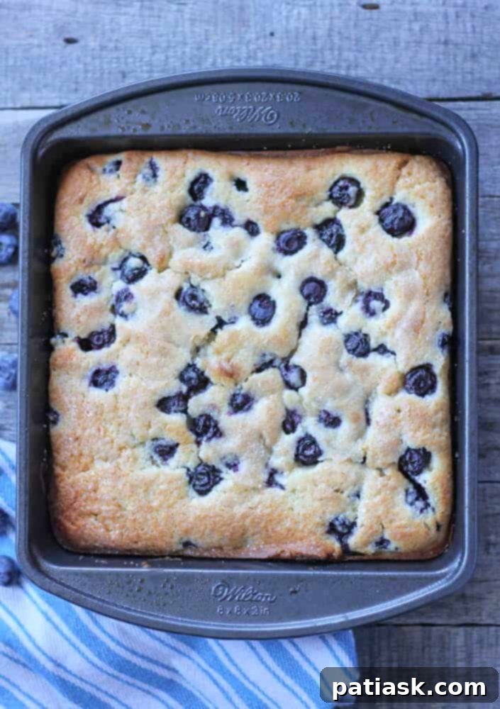 Buttermilk Blueberry Jubilee Cake 6 Buttermilk Blueberry Explosion Cake sliced and served.