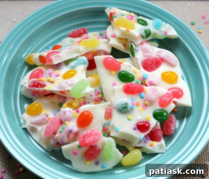 Jelly Bean Dream Bark 3 Sour Gummi & Starburst Jelly Bean Bark - A vibrant Easter dessert