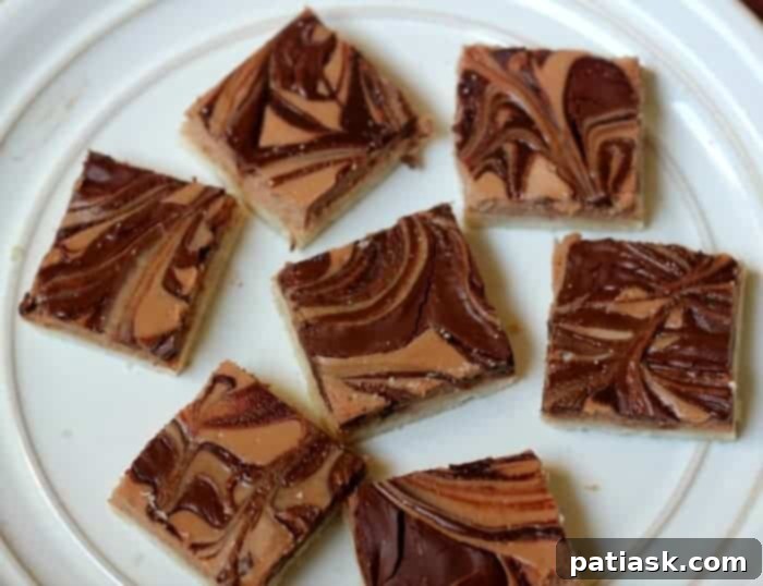 Nutella Cheesecake Bars with a decadent swirl