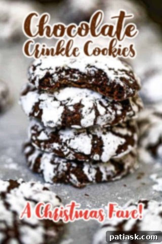 Cracked Chocolate Fudge Delights 13 CHOCOLATE CRINKLE COOKIES - A close-up of the crinkled texture.