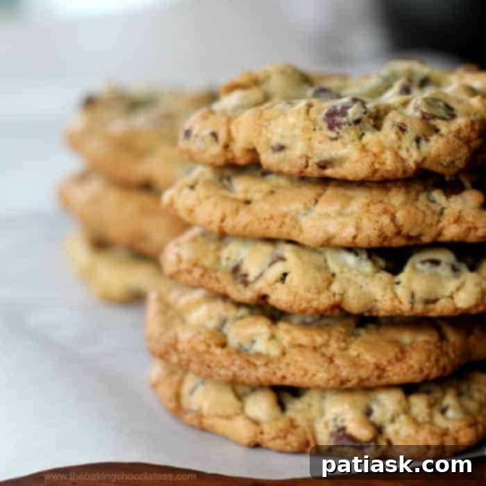 Chewy Chocolate Chunk Perfection 3 Chewy Chocolate Overload Cookies - Close-up of baked cookies on a cooling rack, showing the melted chocolate chunks.