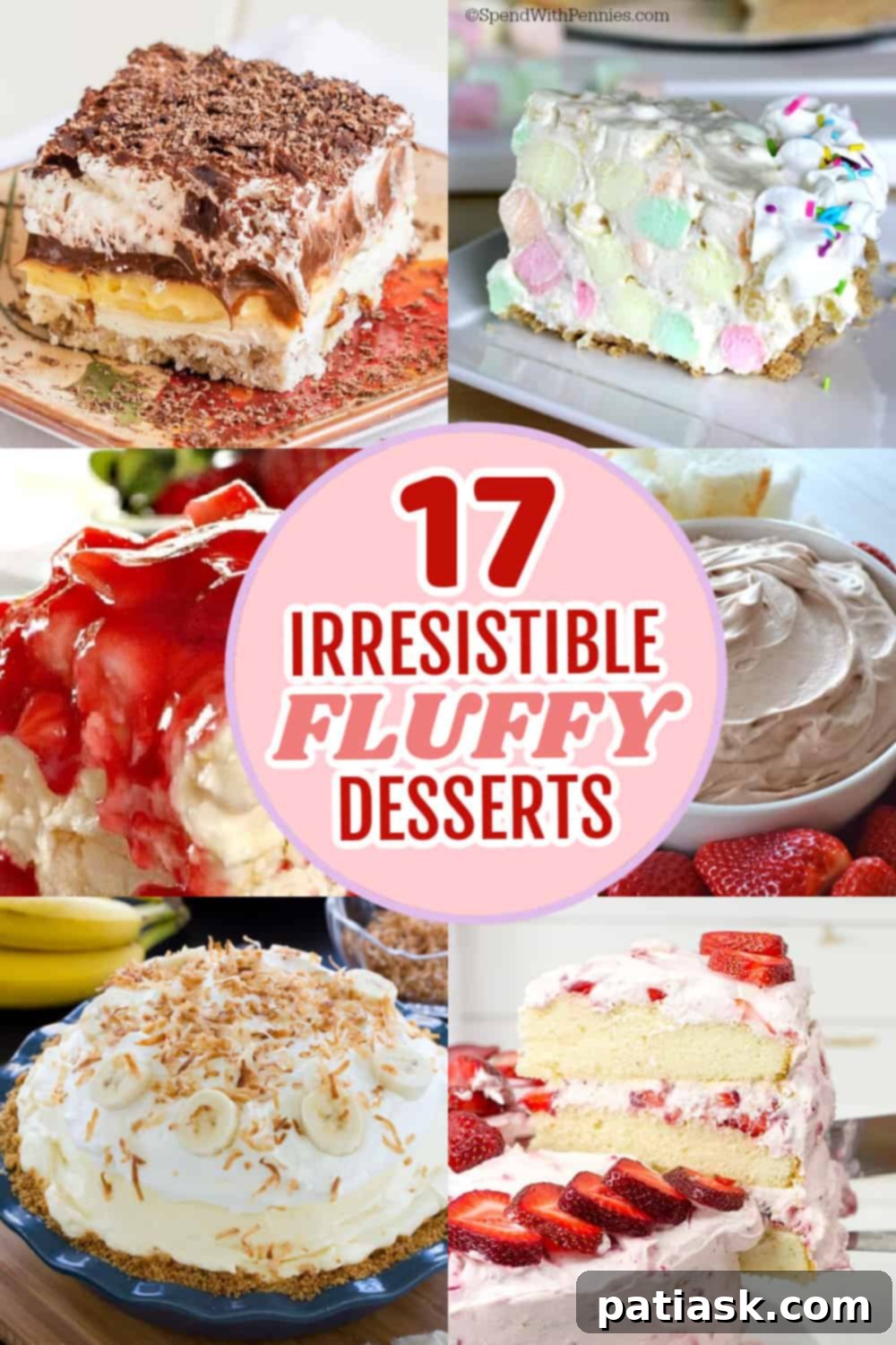 17 Light & Luscious Fluffy Desserts 2 A collage featuring various irresistible fluffy desserts, showcasing light, airy, and creamy textures perfect for any occasion.