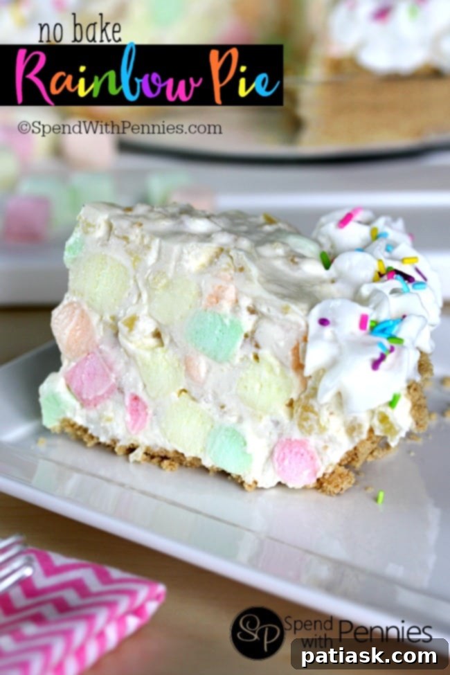 No-Bake-Rainbow-Pie No Bake Rainbow Pie from Spend With Pennies, an easy, light, and fluffy no-bake dessert made in 5 minutes.