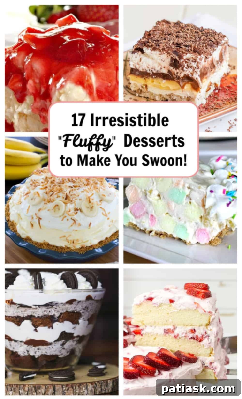 A collection of 17 Irresistible Fluffy Dessert Recipes to Make You Swoon, featuring vibrant and delicious treats.
