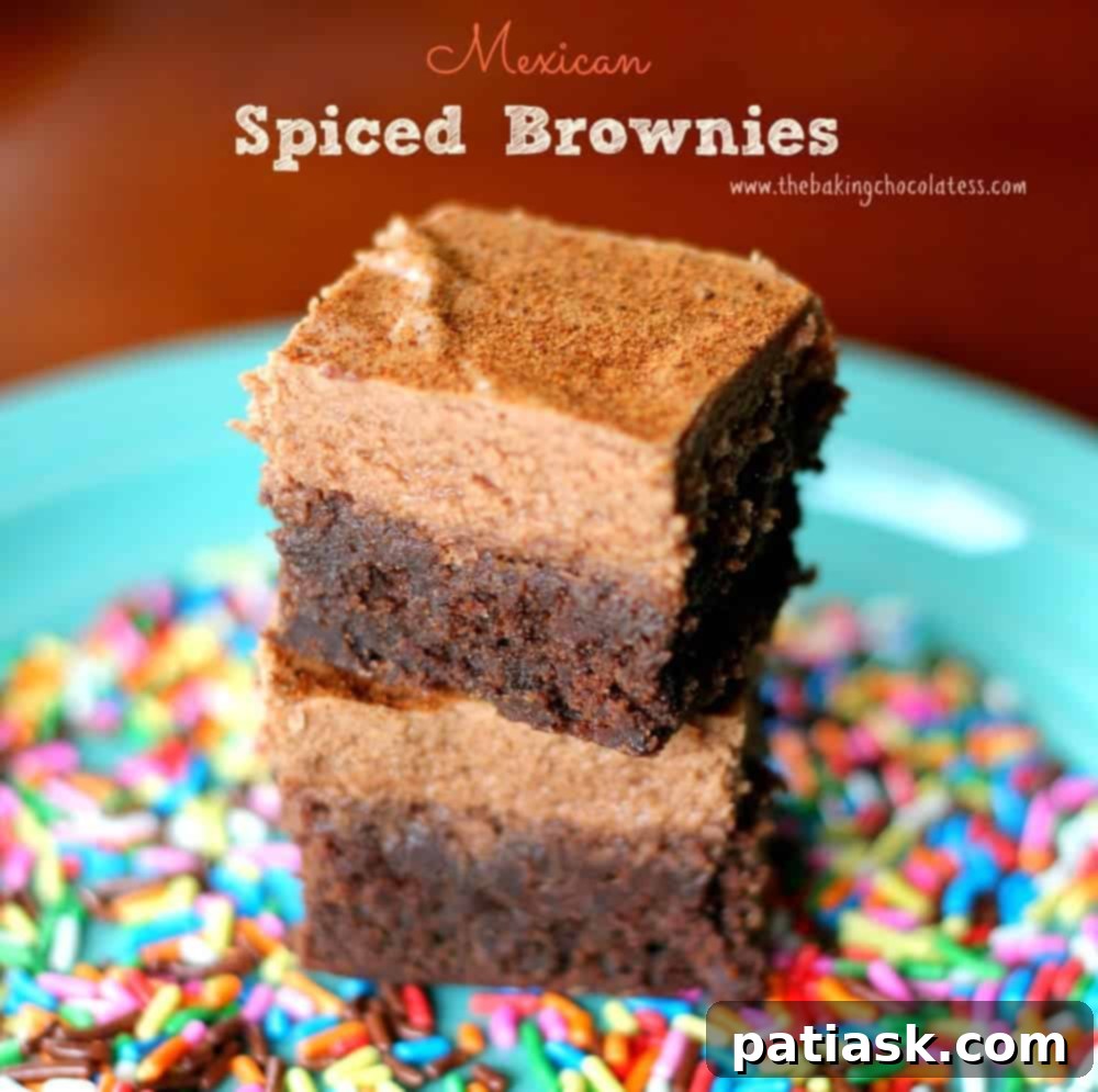 Mexican Spiced Brownies - a delicious chocolate dessert with a hint of spice and cinnamon.