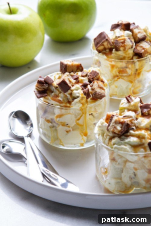 Snickers Caramel Apple Salad, a sweet and refreshing dessert perfect for fall.
