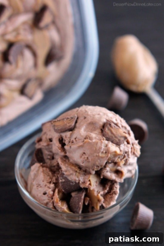 NO-CHURN-Chocolate-Peanut-Butter-Cup-Ice-Cream1 No Churn Chocolate Peanut Butter Cup Ice Cream @ Dessert Now, Dinner Later