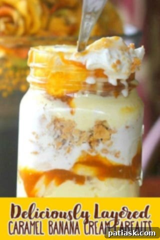 Deliciously Layered Caramel Banana Cream Parfaits - two parfaits