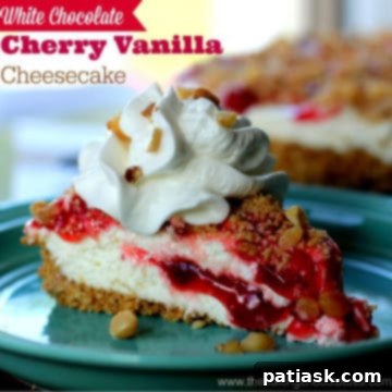 Decadent White Chocolate Cherry Vanilla Cheesecake 5 White Chocolate Cherry Vanilla Cheesecake