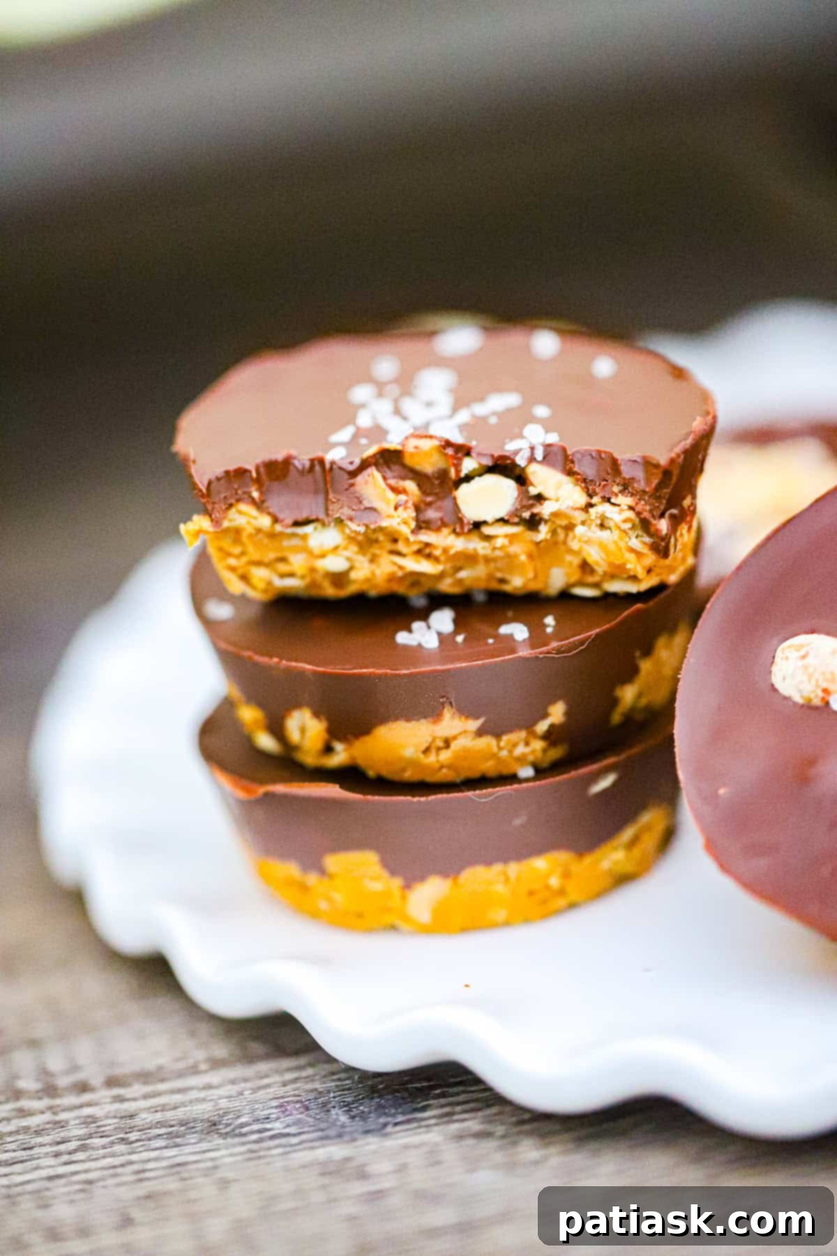 Peanut Butter Oatmeal Dream Bites 6 Stacked No Bake Peanut Butter Oatmeal Cups